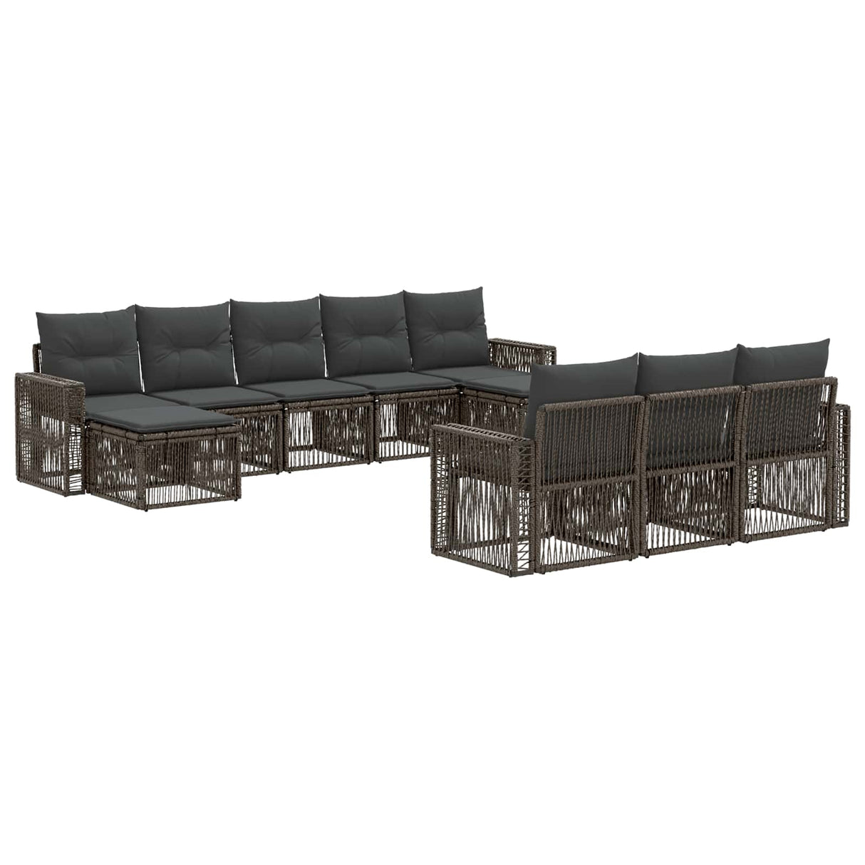 vidaXL Tuinbank Set 11 pcs Zwart en Crème Wit poly rattan