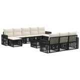 vidaXL Tuinbank Set 11 pcs Zwart en Crème Wit poly rattan