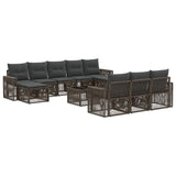 vidaXL Tuinbank Set 11 pcs Zwart en Crème Wit poly rattan