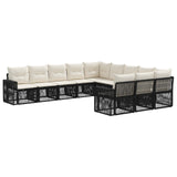 vidaXL Tuinbank Set 12 pcs Zwart en Crème Wit poly rattan