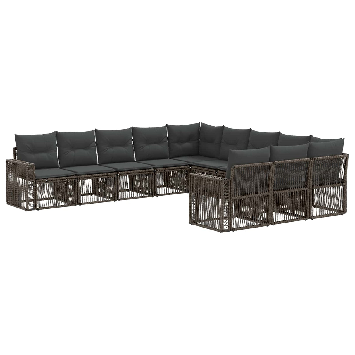 vidaXL Tuinbank Set 12 pcs Zwart en Crème Wit poly rattan