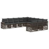 vidaXL Tuinbank Set 12 pcs Zwart en Crème Wit poly rattan