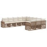 vidaXL Tuinbank Set 12 pcs Zwart en Crème Wit poly rattan