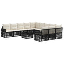 vidaXL Tuinbank Set 12 pcs Zwart en Crème Wit poly rattan