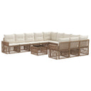 vidaXL Tuinbank Set 12 pcs Zwart en Crème Wit poly rattan