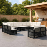 vidaXL Tuinbank Set 13 pcs Zwart en Crème Wit poly rattan
