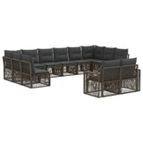 vidaXL Tuinbank Set 13 pcs Zwart en Crème Wit poly rattan