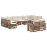 vidaXL Tuinbank Set 13 pcs Zwart en Crème Wit poly rattan