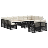 vidaXL Tuinbank Set 13 pcs Zwart en Crème Wit poly rattan