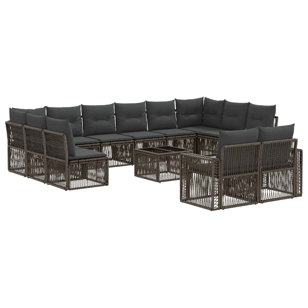 vidaXL Tuinbank Set 13 pcs Zwart en Crème Wit poly rattan