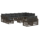 vidaXL Tuinbank Set 13 pcs Zwart en Crème Wit poly rattan