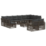 vidaXL Tuinbank Set 13 pcs Zwart en Crème Wit poly rattan