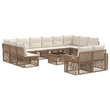 vidaXL Tuinbank Set 13 pcs Zwart en Crème Wit poly rattan