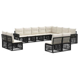 vidaXL Tuinbank Set 13 pcs Zwart en Crème Wit poly rattan
