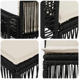 vidaXL Tuinbank Set 13 pcs Zwart en Crème Wit poly rattan