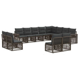vidaXL Tuinbank Set 13 pcs Zwart en Crème Wit poly rattan