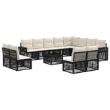 vidaXL Tuinbank Set 13 pcs Zwart en Crème Wit poly rattan