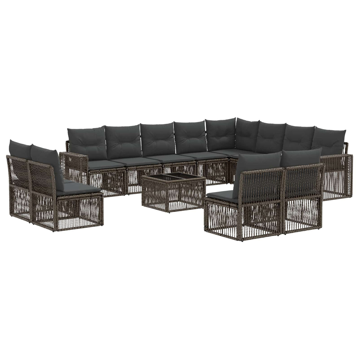 vidaXL Tuinbank Set 13 pcs Zwart en Crème Wit poly rattan