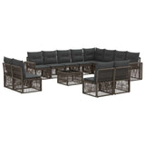 vidaXL Tuinbank Set 13 pcs Zwart en Crème Wit poly rattan