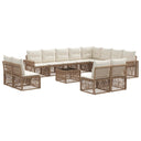 vidaXL Tuinbank Set 13 pcs Zwart en Crème Wit poly rattan