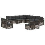 vidaXL Tuinbank Set 14 pcs Zwart en Crème Wit poly rattan