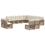 vidaXL Tuinbank Set 14 pcs Zwart en Crème Wit poly rattan