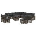 vidaXL Tuinbank Set 14 pcs Zwart en Crème Wit poly rattan