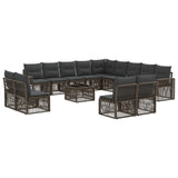 vidaXL Tuinbank Set 14 pcs Zwart en Crème Wit poly rattan