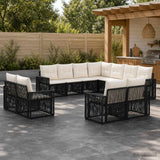 vidaXL Tuinbank Set 12 pcs Zwart en Crème Wit poly rattan