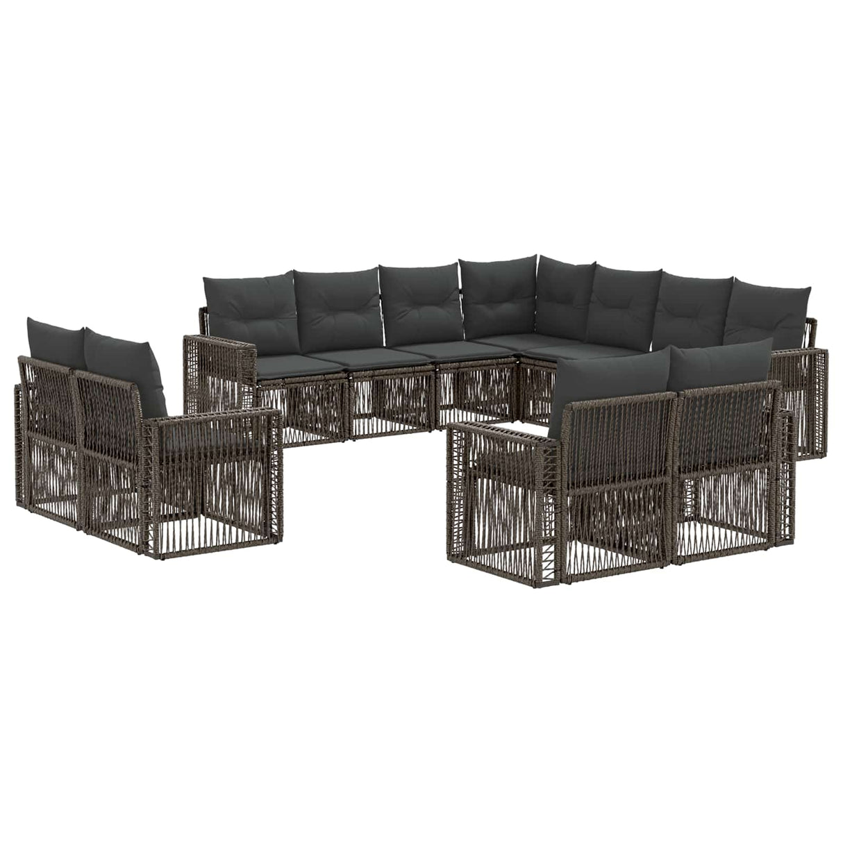vidaXL Tuinbank Set 12 pcs Zwart en Crème Wit poly rattan
