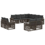 vidaXL Tuinbank Set 12 pcs Zwart en Crème Wit poly rattan