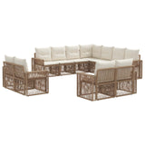 vidaXL Tuinbank Set 12 pcs Zwart en Crème Wit poly rattan