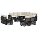vidaXL Tuinbank Set 12 pcs Zwart en Crème Wit poly rattan