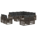 vidaXL Tuinbank Set 12 pcs Zwart en Crème Wit poly rattan