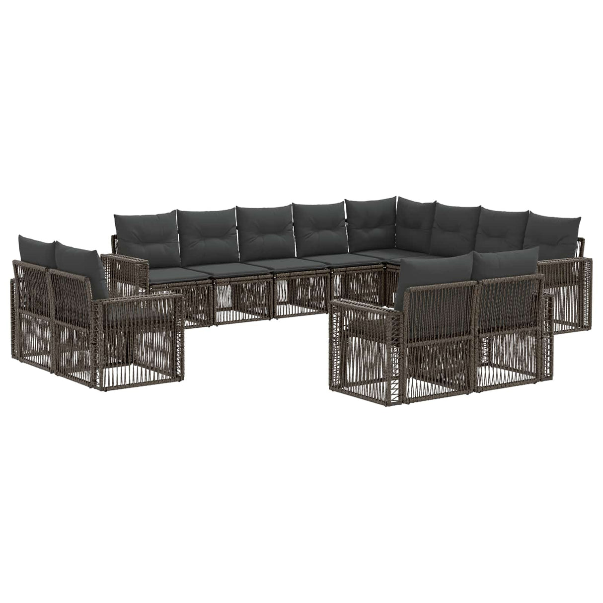 vidaXL Tuinbank Set 13 pcs Zwart en Crème Wit poly rattan