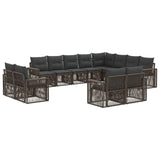 vidaXL Tuinbank Set 13 pcs Zwart en Crème Wit poly rattan