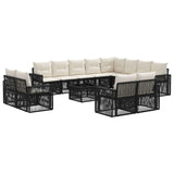vidaXL Tuinbank Set 13 pcs Zwart en Crème Wit poly rattan