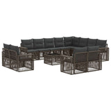 vidaXL Tuinbank Set 13 pcs Zwart en Crème Wit poly rattan