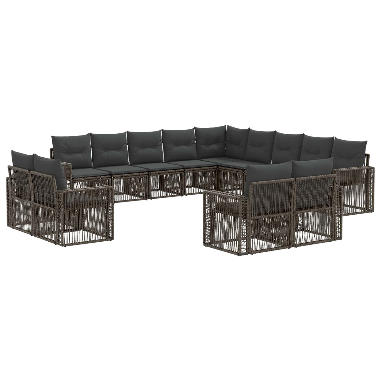 vidaXL Garden Lounge Set 14 Pieces Black and Cream White Poly Rattan