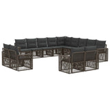 vidaXL Garden Lounge Set 14 Pieces Black and Cream White Poly Rattan