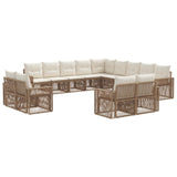 vidaXL Garden Lounge Set 14 Pieces Black and Cream White Poly Rattan