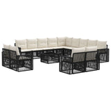 vidaXL Garden Lounge Set 14 Pieces Black and Cream White Poly Rattan