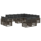 vidaXL Garden Lounge Set 14 Pieces Black and Cream White Poly Rattan