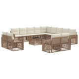 vidaXL Garden Lounge Set 14 Pieces Black and Cream White Poly Rattan