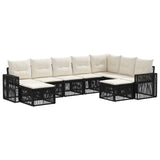 vidaXL Tuinbank Set 10 pcs Zwart en Crème Wit poly rattan