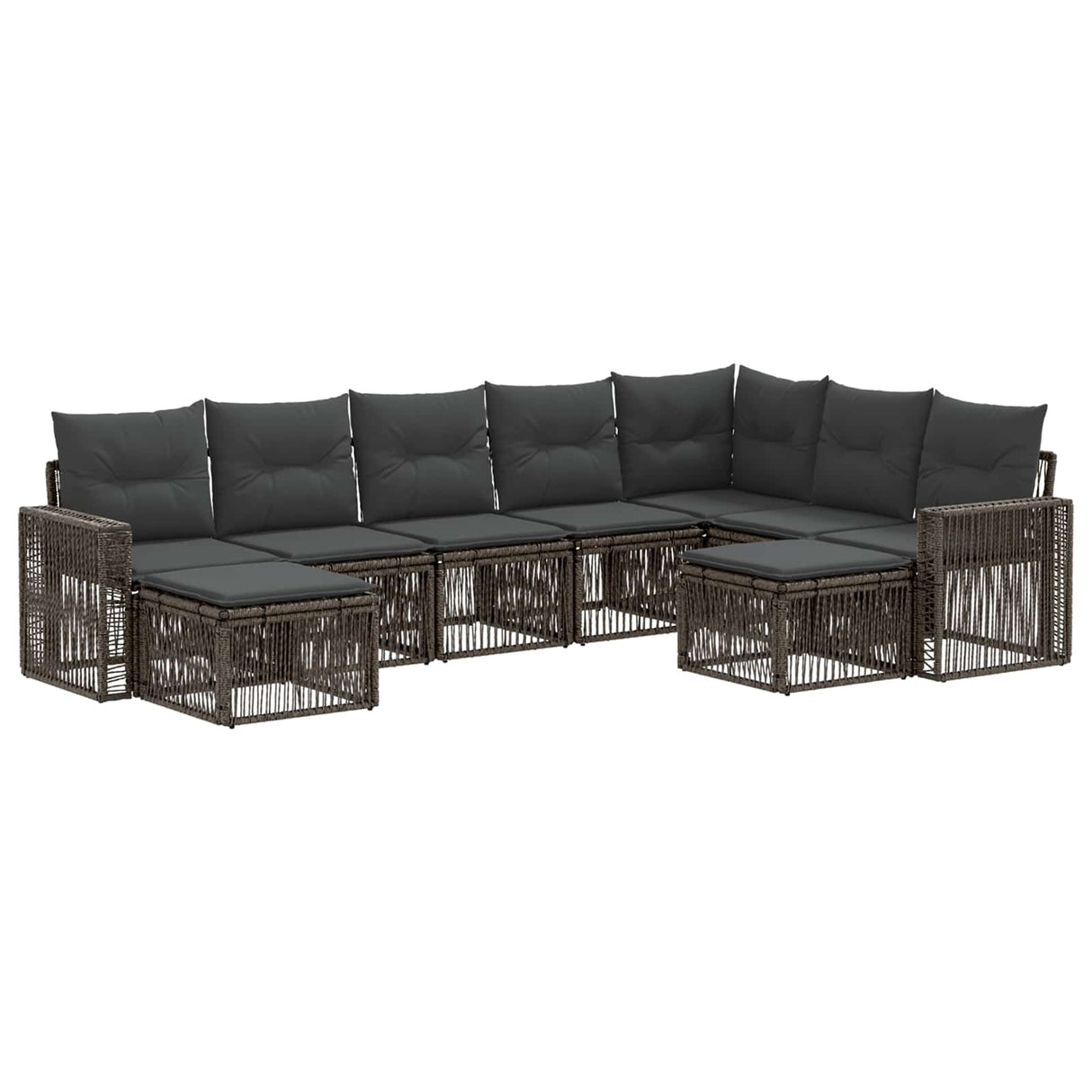 vidaXL Tuinbank Set 10 pcs Zwart en Crème Wit poly rattan