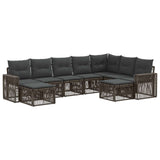 vidaXL Tuinbank Set 10 pcs Zwart en Crème Wit poly rattan