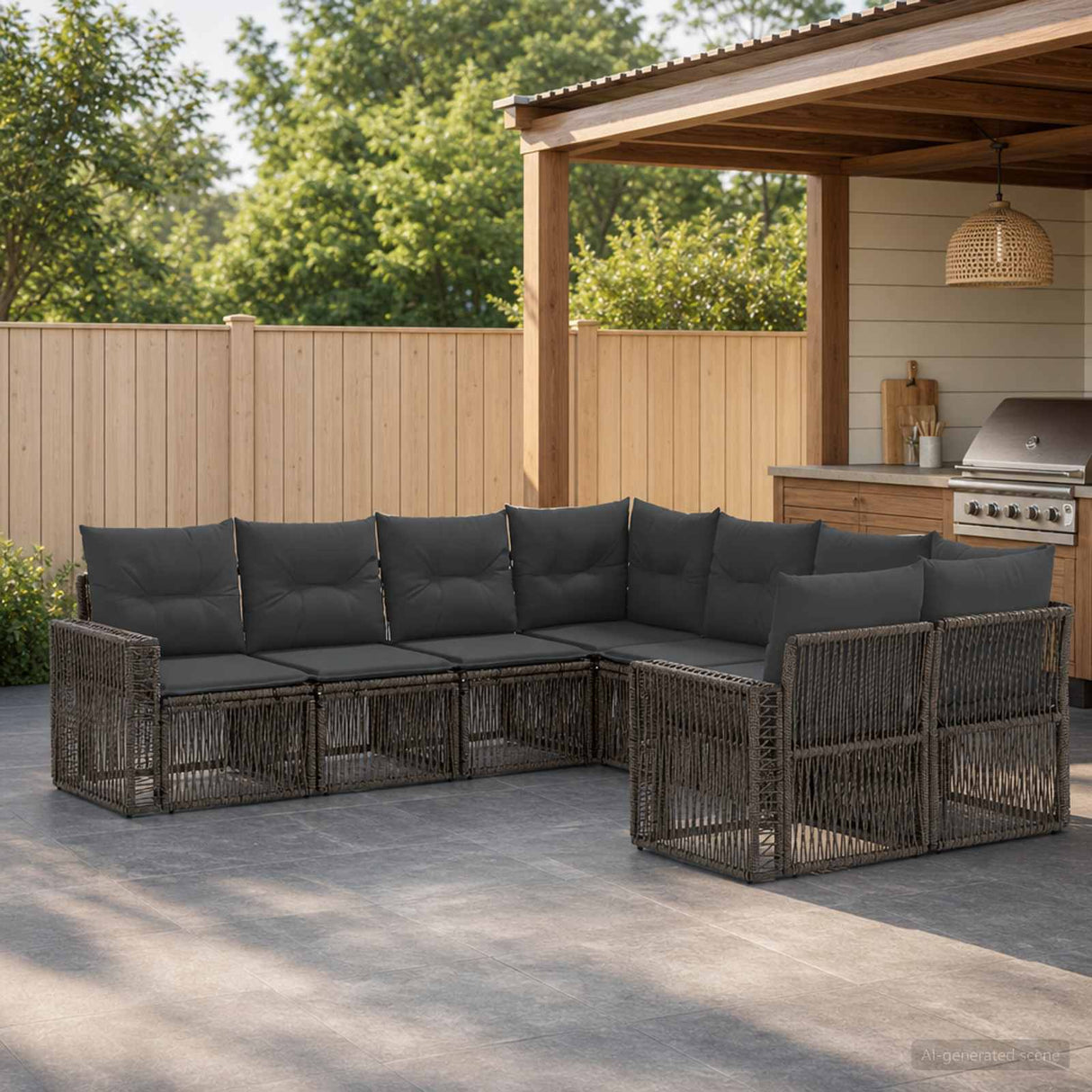 vidaXL Tuinbank Set 8 st 8-Aantal zitplaatsen Zwart en Crème Wit