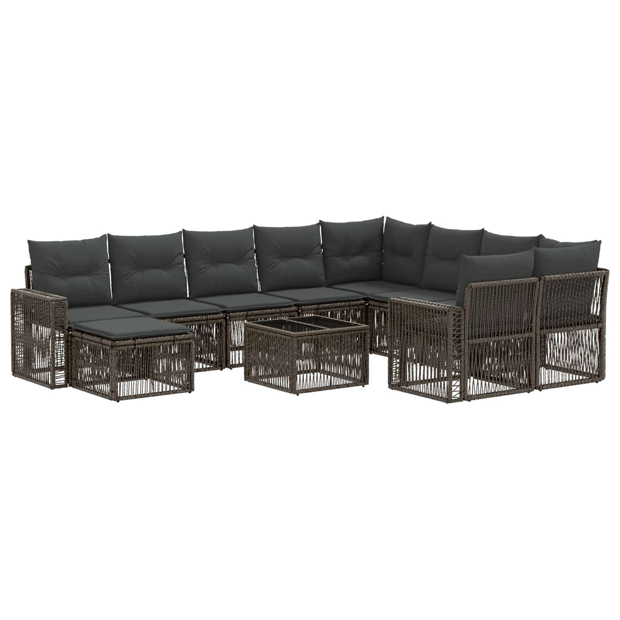 vidaXL Tuinbank Set 11 st Zwart poly rattan