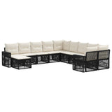 vidaXL Tuinbank Set 12 pcs Zwart en Crème Wit poly rattan